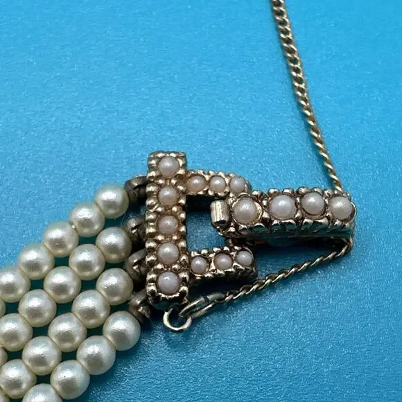 Vintage Ciner Gold Tone Pearl Twist Necklace Clip On Earrings Runway Set Signed